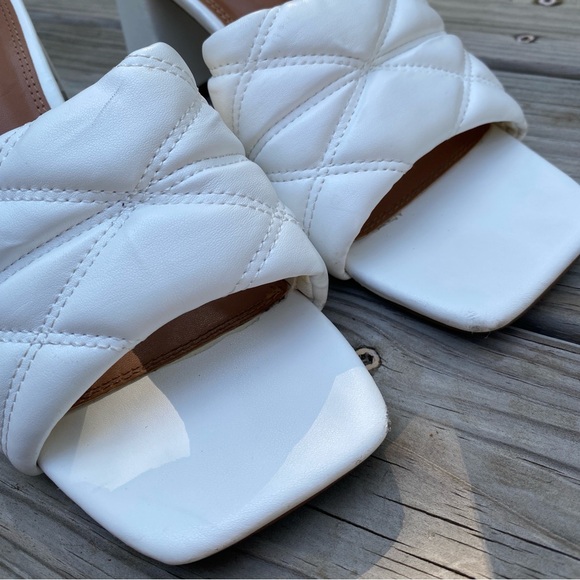 ASOS Quilted Mule White Square Toe Womens Size 9 Block Heel - Picture 3 of 6